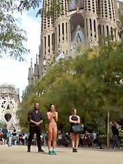 Barcelona is a city of dick shaped buildings. Mona Wales takes a Public Disgrace favorite, Carolina Abril, on a pilgrimage to worship huge cock at the base of these large phallic buildings. Mona begins her humiliation of Carolina by having her slide her white cotton panties off, exposing her bald cunt to a crowd of construction workers. Mona, unsatisfied with her subjects faith in cock takes her to a church where Carolina gets on her knees and prays to be penetrated as she is completely surrounded by excited onlookers. Carolina gets her prayers answered in a local salon where she gets repeatedly fucked as she is grabbed, slapped and fucked by a cheering crowd. Barcelona is a city of dick shaped buildings. Mona Wales takes a Public Disgrace favorite, Carolina Abril, on a pilgrimage to worship huge cock at the base of these large phallic buildings. Mona begins her humiliation of Carolina by having her slide her white cotton panties off, exposing her bald cunt to a crowd of construction workers. Mona, unsatisfied with her subjects faith in cock takes her to a church where Carolina gets on her knees and prays to be penetrated as she is completely surrounded by excited onlookers. Carolina gets her prayers answered in a local salon where she gets repeatedly fucked as she is grabbed, slapped and fucked by a cheering crowd.